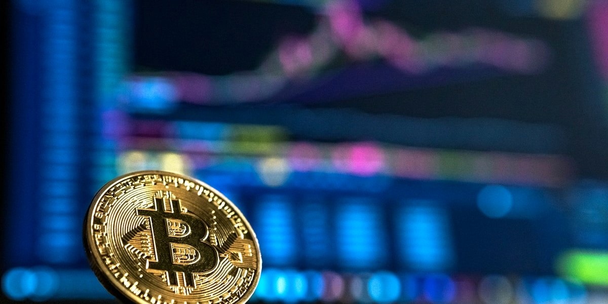 Bitcoin and Ethereum allocation charts on a glowing screen